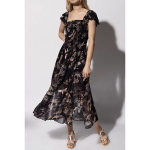 NWOT All Saints Mali Amare Dress with floral & crane design, Size 2